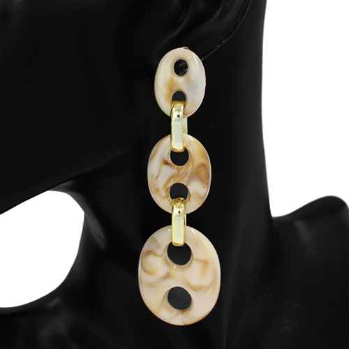 Fashion Oval Dangle Earrings #KE3512 - Multiple Colors (PC)