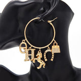 Fashion Dangle Hoop Earrings #YE3588 - Multiple Colors (PC)