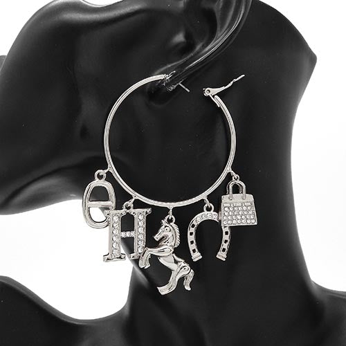 Fashion Dangle Hoop Earrings #YE3588 - Multiple Colors (PC)