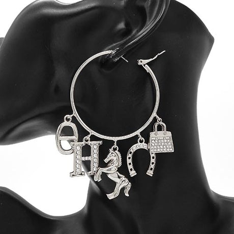 Fashion Dangle Hoop Earrings #YE3588 - Multiple Colors (PC)