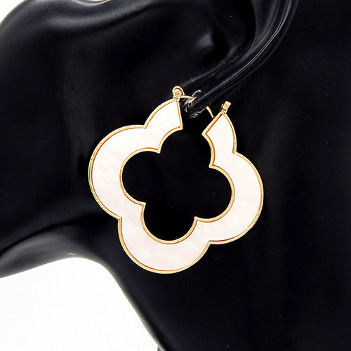 Fashion Clover Hoop Earrings #YE3592 - Multiple Colors (PC)