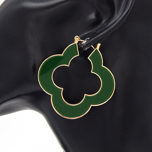 Fashion Clover Hoop Earrings #YE3592 - Multiple Colors (PC)