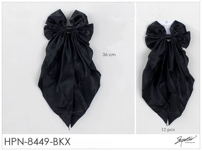 Fashion Long Strand Hairbows #HPN8449BKX (12PC)