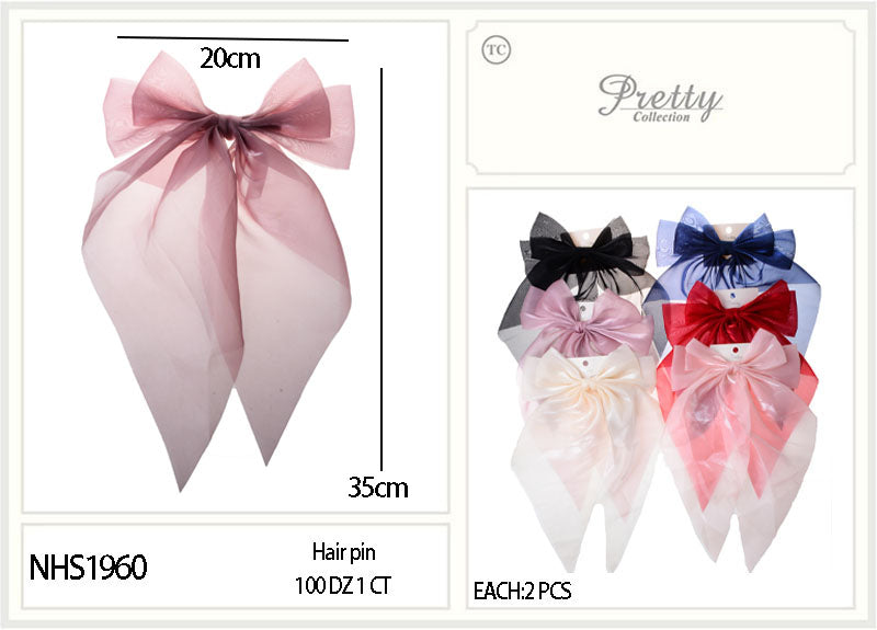 Fashion Long Tail Strand Hairbows #NHS1960 (12PC)