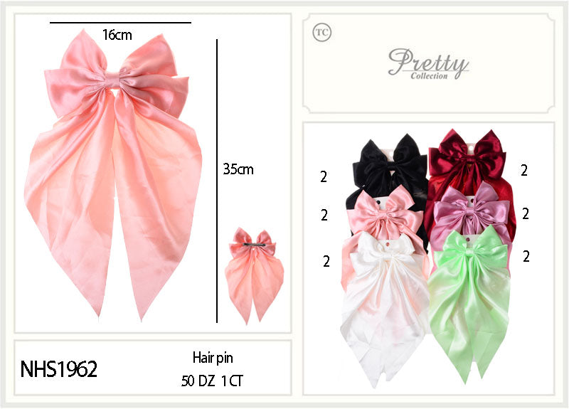 Fashion Long Tail Strand Hairbows #NHS1962 (12PC)