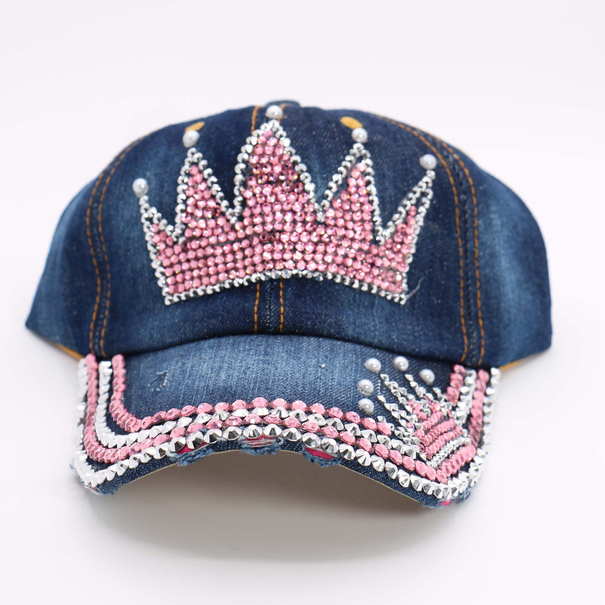 Fashion Pink Crown Hat W/ Rhinestones - (PC)