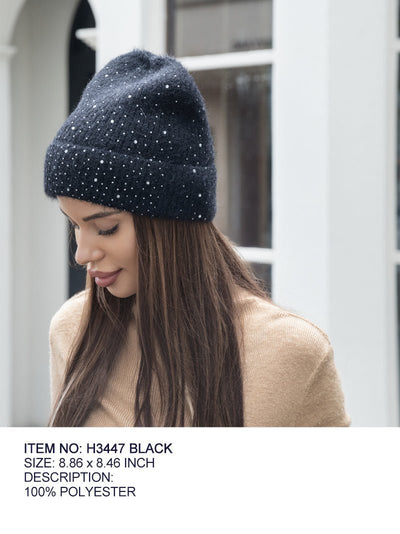 Fashion Beanie W/ Rhinestones #H3447 - Multiple Colors (PC)