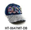 Fashion Denim Boss Hat W/ Assorted Rhinestones - (PC)