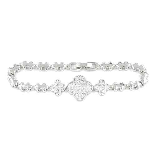 Fashion Clover Bracelet #KB2249RD - Silver (PC)