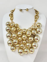Fashion Metallic Bubble Necklace Set #JN11232 - Multiple Colors (PC)