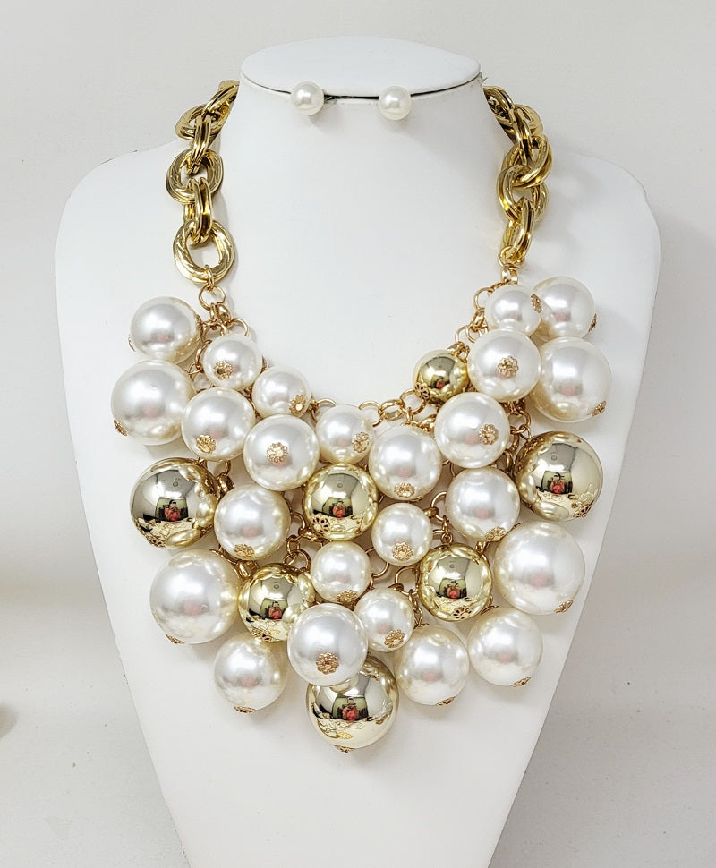 Fashion Metallic Bubble Necklace Set #JN11232 - Multiple Colors (PC)
