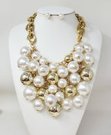 Fashion Metallic Bubble Necklace Set #JN11232 - Multiple Colors (PC)