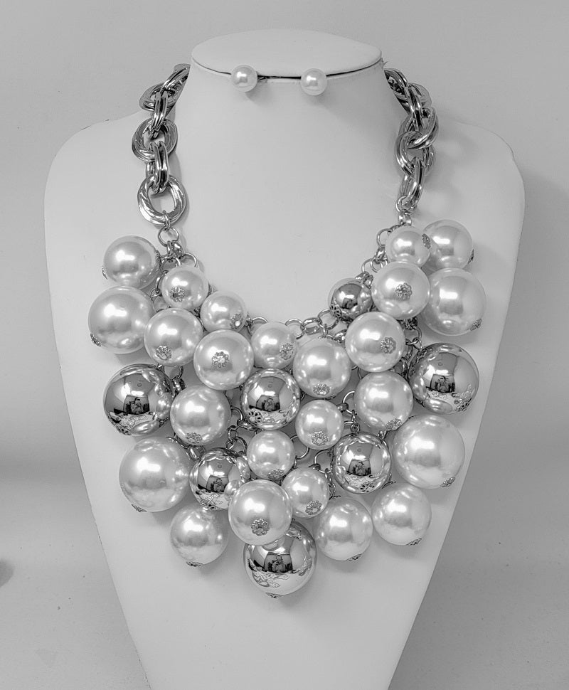 Fashion Metallic Bubble Necklace Set #JN11232 - Multiple Colors (PC)