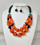 Fashion Double Layered Bead Necklace Set #JN11246 - Multiple Colors (PC)