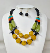 Fashion Double Layered Bead Necklace Set #JN11246 - Multiple Colors (PC)