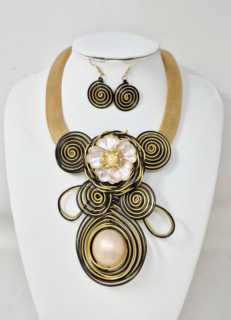 Fashion Spiral Statement Necklace Set #JN11281 - Multiple Colors (PC)