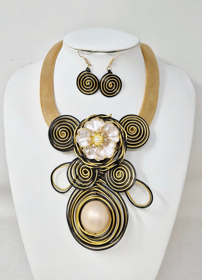 Fashion Spiral Statement Necklace Set #JN11281 - Multiple Colors (PC)