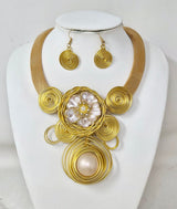 Fashion Spiral Statement Necklace Set #JN11281 - Multiple Colors (PC)