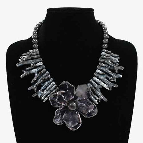 Fashion Flower Statement Necklace #KN2054 - Multiple Colors (PC)