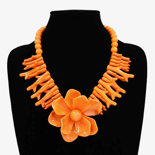 Fashion Flower Statement Necklace #KN2054 - Multiple Colors (PC)