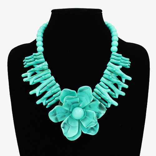 Fashion Flower Statement Necklace #KN2054 - Multiple Colors (PC)