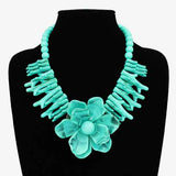 Fashion Flower Statement Necklace #KN2054 - Multiple Colors (PC)