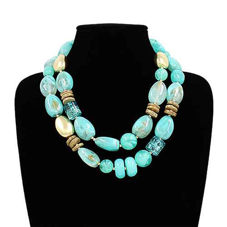 Fashion Double Layered Statement Necklace #KN2055 - Multiple Colors (PC)