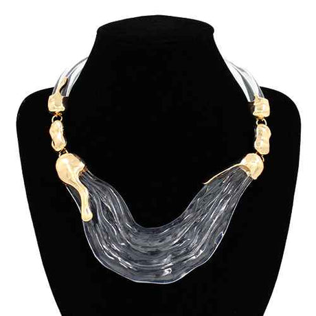 Fashion Sculpted Wave Statement Necklace #KN2060 - Multiple Colors (PC)