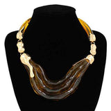 Fashion Sculpted Wave Statement Necklace #KN2060 - Multiple Colors (PC)