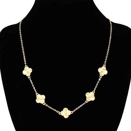 Fashion Clover Design Necklace #KN2063GD - Gold (PC)
