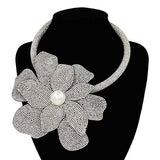 Fashion Rhinestone Flower Choker Necklace #KS2160 - Multiple Colors (PC)