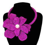 Fashion Rhinestone Flower Choker Necklace #KS2160 - Multiple Colors (PC)