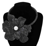 Fashion Rhinestone Flower Choker Necklace #KS2160 - Multiple Colors (PC)