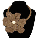 Fashion Rhinestone Flower Choker Necklace #KS2160 - Multiple Colors (PC)