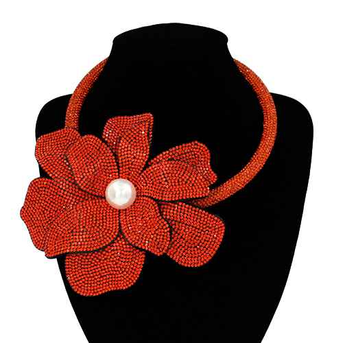 Fashion Rhinestone Flower Choker Necklace #KS2160 - Multiple Colors (PC)