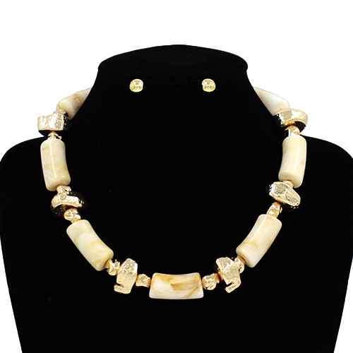 Fashion Bead Stone Necklace Set #KS3137 - Multiple Colors (PC)