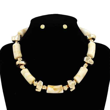Fashion Bead Stone Necklace Set #KS3137 - Multiple Colors (PC)