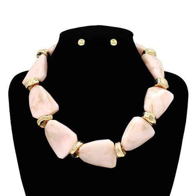 Fashion Large Bead Stone Necklace Set #KS3138 - Multiple Colors (PC)