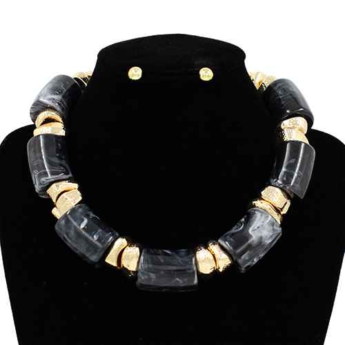 Fashion Bead Stone Necklace Set #KS3140 - Multiple Colors (PC)