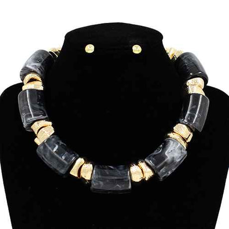 Fashion Bead Stone Necklace Set #KS3140 - Multiple Colors (PC)