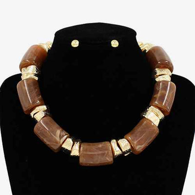 Fashion Bead Stone Necklace Set #KS3140 - Multiple Colors (PC)