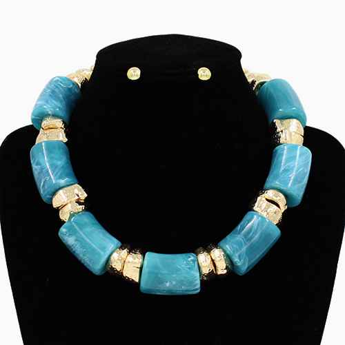 Fashion Bead Stone Necklace Set #KS3140 - Multiple Colors (PC)
