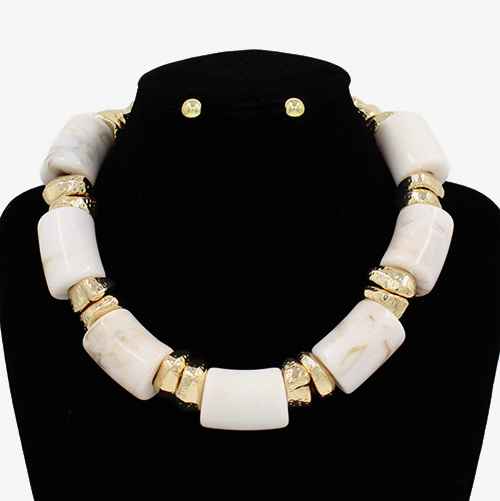 Fashion Bead Stone Necklace Set #KS3140 - Multiple Colors (PC)