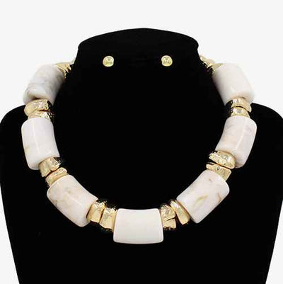 Fashion Bead Stone Necklace Set #KS3140 - Multiple Colors (PC)