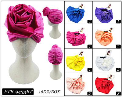 Big Flower Knotted Fashion Turban #ETB9433 - Multiple Colors (12PC)