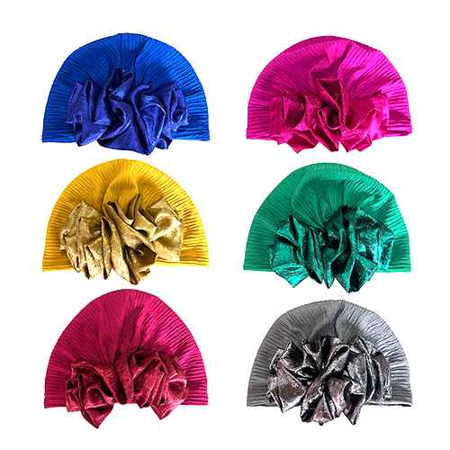 Fashion Metallic Ruffle Turbans #KM1605MIX - Assort (12PC)
