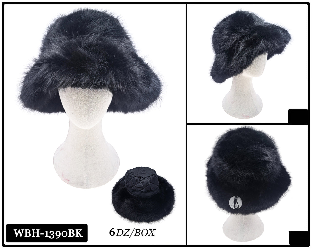 Fashion Fuzzy Reversible Bucket Hat #WBH1390 - Multiple Colors (PC)