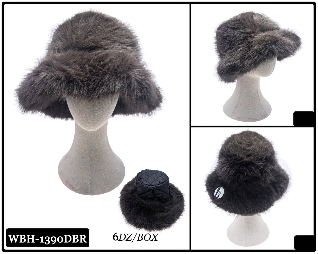 Fashion Fuzzy Reversible Bucket Hat #WBH1390 - Multiple Colors (PC)