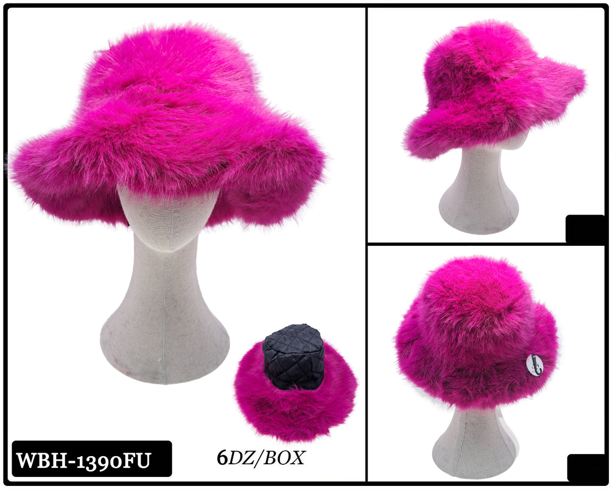 Fashion Fuzzy Reversible Bucket Hat #WBH1390 - Multiple Colors (PC)