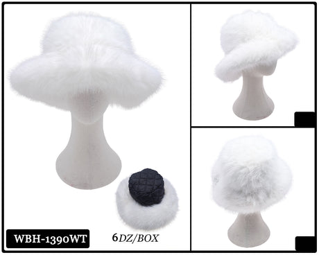 Fashion Fuzzy Reversible Bucket Hat #WBH1390 - Multiple Colors (PC)